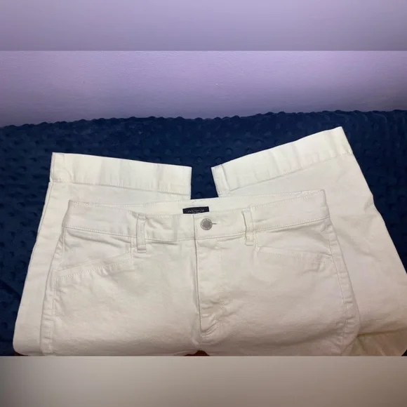 ⭐️BOGO⭐️ Ann Taylor Factory off white high-waisted, wide-leg, cropped jeans - Picture 5 of 11